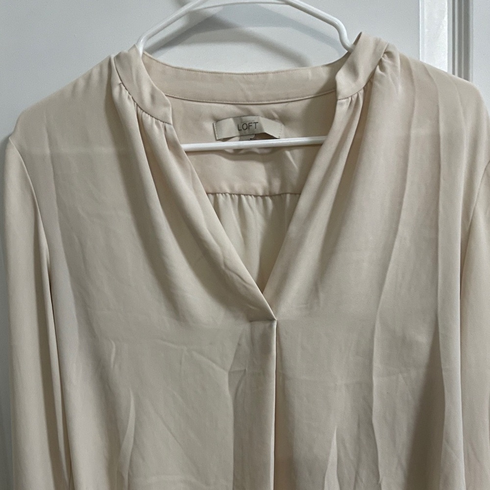 Cream LOFT long Sleeve Blouse